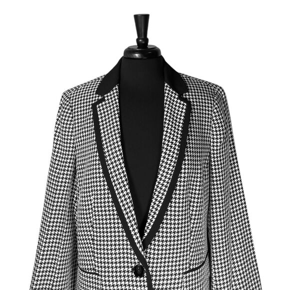 Kasper Women's Blazer Black White Houndstooth Check Career Suit Jacket 14 NWT - Picture 5 of 9